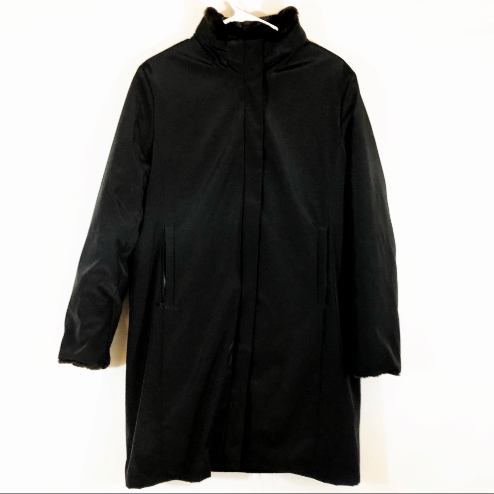 ANDREW MARC FUR LINED LONG LINE COAT - SZ S